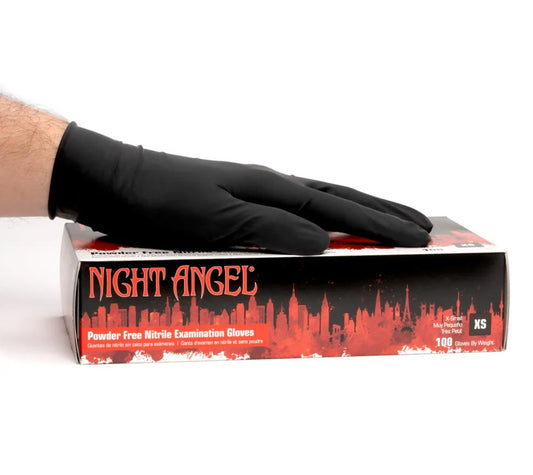 Night Angel Black Nitrile Exam Gloves